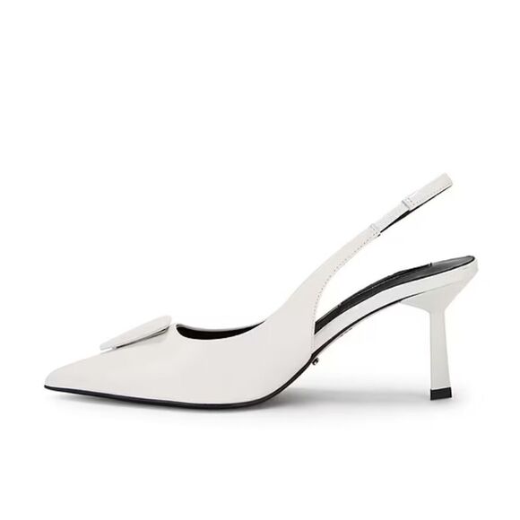 Tony Bianco Bertie high heels Slingbacks shoes White high shine  Revolve Sz 9.5 - Picture 5 of 15